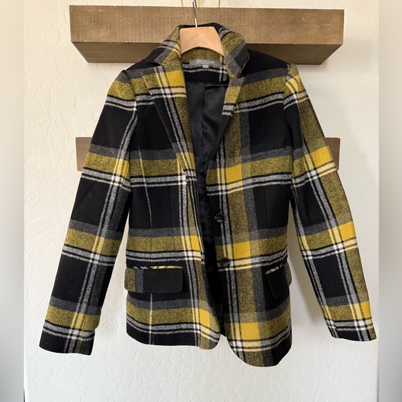 Exclusive|Vintage Plaid Jacket blazer,leather elbow patch,clueless style•LARGE - Picture 4 of 16